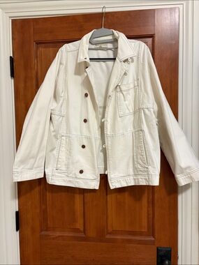 Madewell Off-White Utility Jacket with Brown Buttons